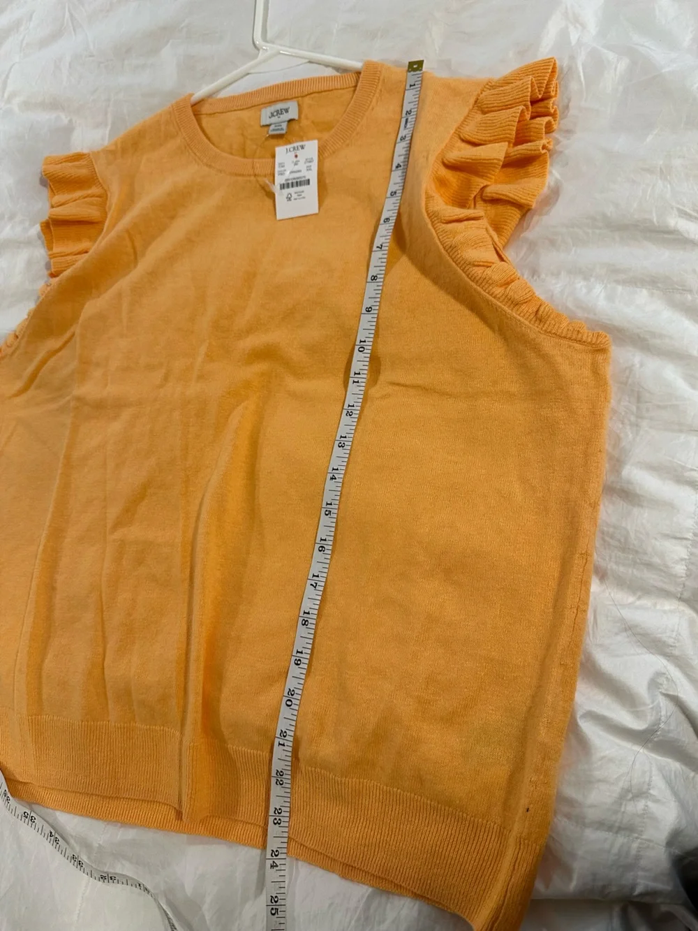 J.Crew Ruffle Sleeve Linen Blend Sweater Top Orange
